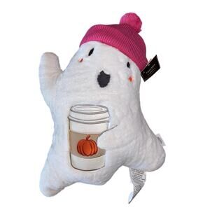 Martha Stewart Halloween Ghost Pumpkin Latte Faux Fur Girl 
Pink Beanie Pillow